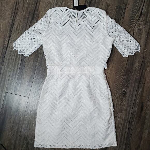 Maje Women’s Lace Asymmetrical Sleeves Rosalba Dress Size 3 US Large NEW - Picture 13 of 15